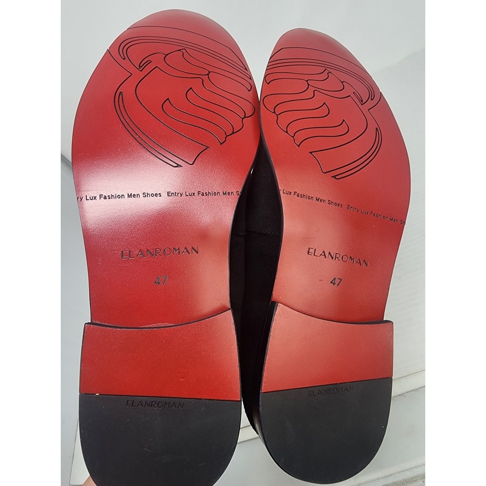 Elanroman Black Studded Loafers Gold Spikes Red Sole Shoes Womens Size 13.5 NEW - Picture 11 of 13